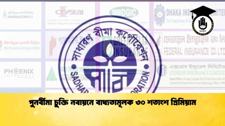 পুনর্বীমা চুক্তি নবায়নে বাধ্যতামূলক ৩০ শতাংশ প্রিমিয়াম